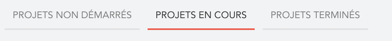 Projets non démarrés / Projets en cours / Projets terminés